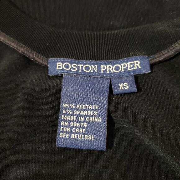 Boston Proper Slinky Stretch Knit Scoop Ruched Midi Travel Dress Size XS Black - Picture 7 of 9